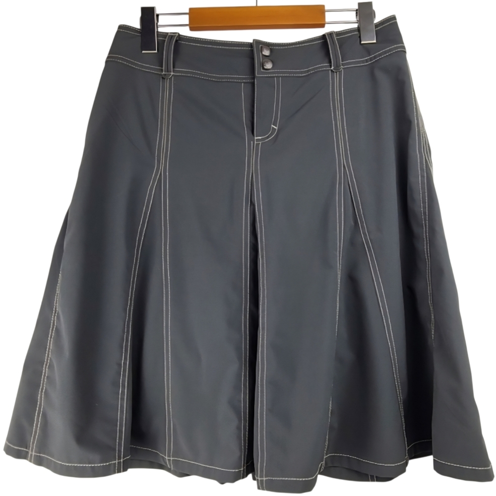 Athleta Whatever Skort Gray Contrast Stitch A-Line Athletic Golf Tennis Skirt